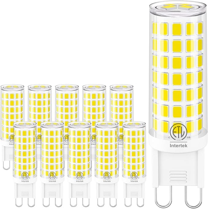 10 Pack G9 LED Bulbs 4000K Natural Daylight 6W (60W Halogen Equivalent) T4 Chandelier Light Bulbs G9 Bi Pin Ceramic Base, No-Flicker AC120V 600LM 360°Beam Angle No-Dimmable