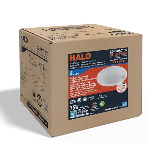 HALO HLCE 6-Pack 4 in LED Motion Sensor Ceiling Light Selectable CCT 1035lm
