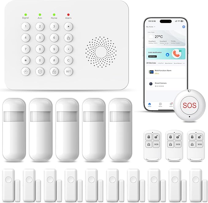 PGST Wireless Home Security Alarm System, DIY Anti-Theft Alarm Kit with Door Window Sensors, Motion Detector, Remote Control for Home Apartment Office Garage