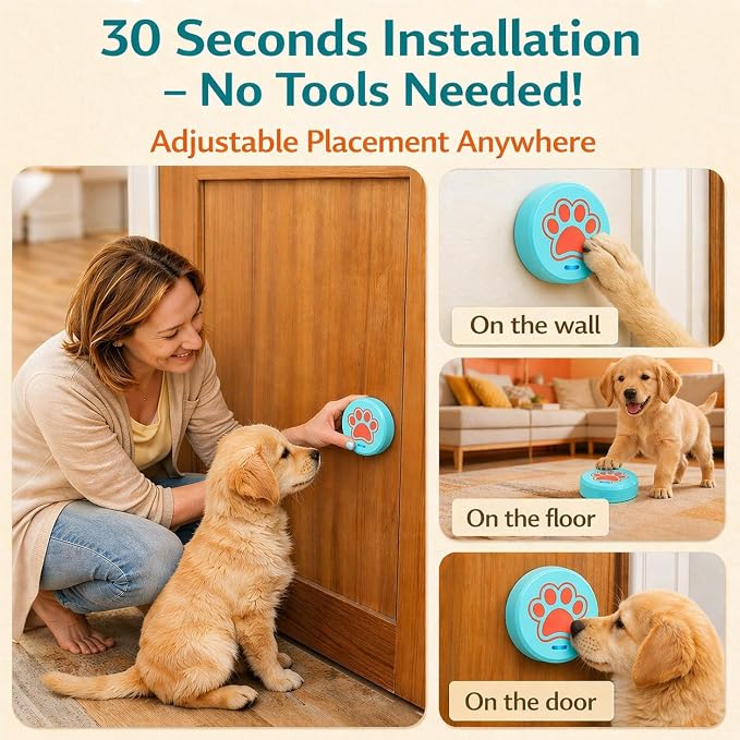 ChunHee Bells for Dog Training to Go Outside - Dog Door Bell with 36 Custom Sounds | Bell for Dogs to Ring to Go Potty | 5 Adjustable Volume(0-115dB) | Teach Puppies to Signal to Go Outside