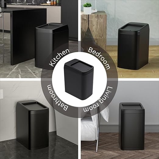 ELLO&ALLO Garbage Can Motion Sensor Trash Can 8 Gallon for Kitchen with Roll Up Lid, Automatic Touch Free High-Capacity Black Waste Bin