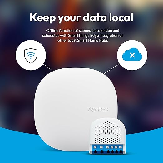 Aeotec Pico Switch - Zigbee | 15A Smart Relay Switch with Power Metering | SmartThings | HomeAssistant | Repeater Function | Scene Control | No Cloud Necessary | Light Control