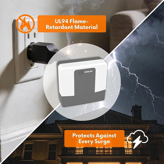 GIDEON 2 Outlet Surge Protector, Voltage Protector for Refrigerator, Air Conditioner & Home Appliances, 120V 15A 1800W Wall Plug with LED Indicators, Over & Under Voltage Protection