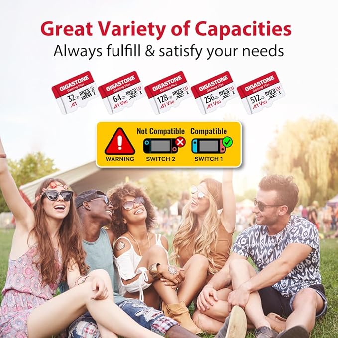 【for Switch 1 Only】 GIGASTONE 128GB Micro SD Card with USB C Card Reader, Gaming Plus, MicroSDXC Memory Card for Gaming Console, 4K Video Recording, UHS-I A1 U3 V30, up to 100MB/s, with Adapter