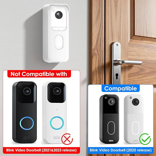 No Drill Door Mount for Blink Video Doorbell (2025 2nd Gen), Adhesive Mounting Bracket Accessories for Security System, Not for Blink Video Doorbell (2021&2023 Release), White