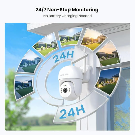 4MP Outdoor Security Camera,2.5K WiFi Camera for Home Security System,Plug-in Wired Outdoor Camera,24/7 Non-Stop Recording,360° PTZ,AI Motion Detection,Color Night Vision,Compatible with Alexa(2 PCS)