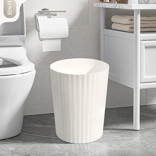 Versatile 2 Gallon Plastic Trash Can - The Compact Bin for Bathroom, Kitchen, or Home Office - Beige