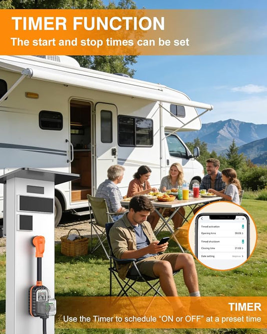 GEARGO First RV Surge Protectors 50 Amp with App Control & Smart LED Display,Smart 50 Amp RV Surge Protector with Real Time KWH, Voltage Monitor, 18000 Joules LED Display Circuit Analyzer for Camper
