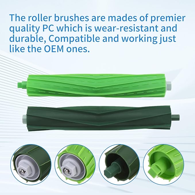 Dual Multi-Surface Rubber Roller Brushes Replacement Parts Compatible with Irobot Roomba I E & J Series I1+ I7 I3+ I4+ I6+ I7+ I8+ J5 J5+ j6 J6+ J7 J7+ J8 J8+ J9+ E5 E6 Vacuum Accessories