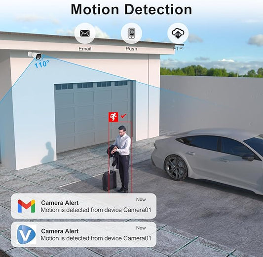 Anpviz 4MP PoE IP Bullet Camera with Microphone/Audio, IP Security Camera Outdoor Indoor, Night Vision 65ft, Waterproof IP66, 108° Wide Angle 2.8mm Lens, 24/7 Recording, IPC-B8740W-S (U Series)