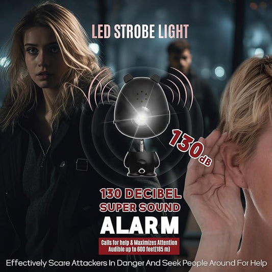 Rechargeable Personal Alarm for Women – 130dB Loud Emergency Alarm Keychain with Strobe Light, Self-Defense Safety Alarm with Low Battery Alert for Women, Kids & Seniors