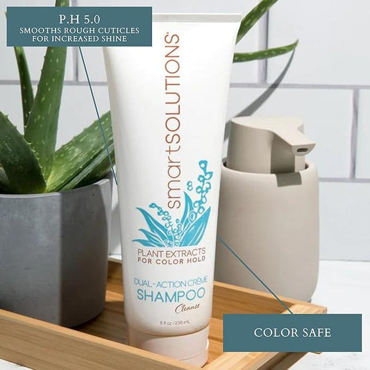 SMART SOLUTIONS Dual-Action Creme Shampoo | Sulfate, Paraben & Sodium Chloride Free | Color Safe & Chemically Treated Hair Safe (8 fl oz)