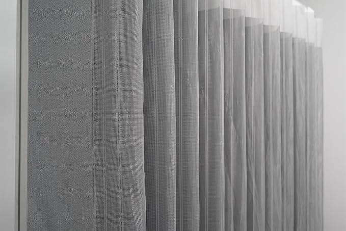 Motorized Sheer Vertical Blinds Work with Alexa Google Home, Light Filtering Smart Vertical Blind Sliding Door Blinds Remote Control Blinds for Sliding Glass Door Customize, Texture Grey