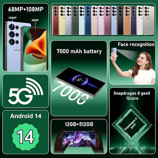 I25 Ultra: 6.99" FHD+ Android 14 Smartphone | 12GB+512GB | 108MP+68MP Camera | 7000mAh Battery | Built-in Stylus Pen | Blazing Fast Performance (Titanium Blue)