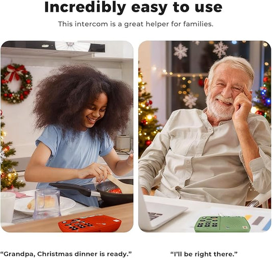 Hosmart UltraSpeak Intercoms Wireless for Home, Holiday Christmas Edition Intercom System for Home Use, Clear Sound Intercom for Business with 1300 Ft Range, Gift for Family Friend Elderly(4Packs)