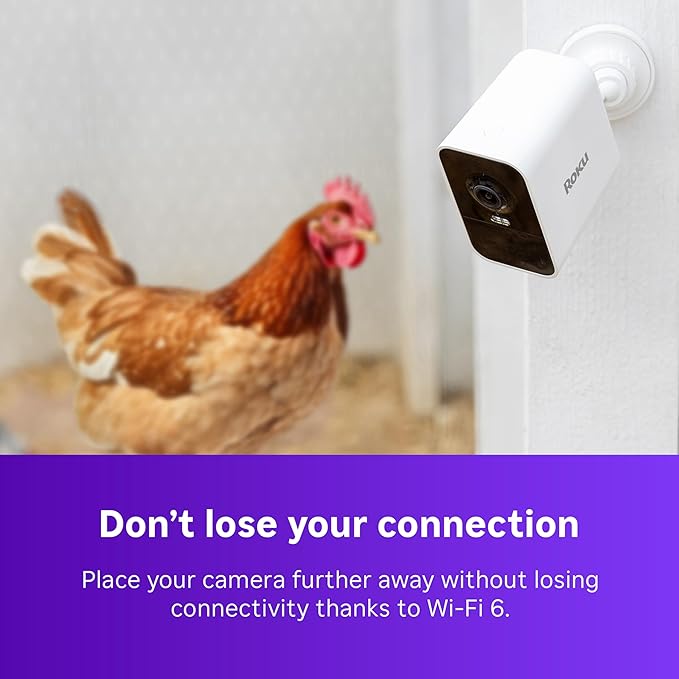 Roku Battery Camera Plus (2025 Model) – Weather‑Resistant Wireless Indoor/Outdoor Security Camera with 1080p HD, Two‑Way Audio & Long‑Life Rechargeable Battery (Renewed)