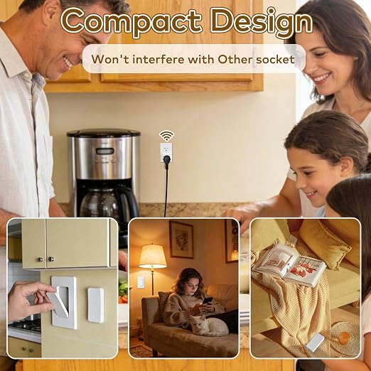 NineLeaf Remote Plug in On Off Switch, Square Outlet Plug with Remote, Wireless On/Off Light Switch Wall Mounted, 15A/1500W, TUV Listed, No Wiring Needed, 500ft RF, for Lamps, Fans,1 Switch 5 Outlets