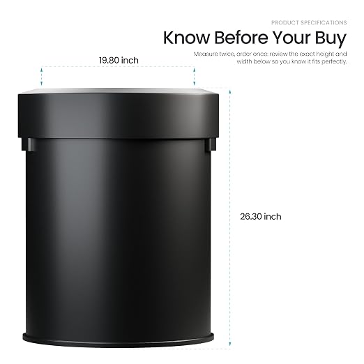 Home Zone Living 18 Gallon Commercial Trash Can with Semi-Round Flat Back