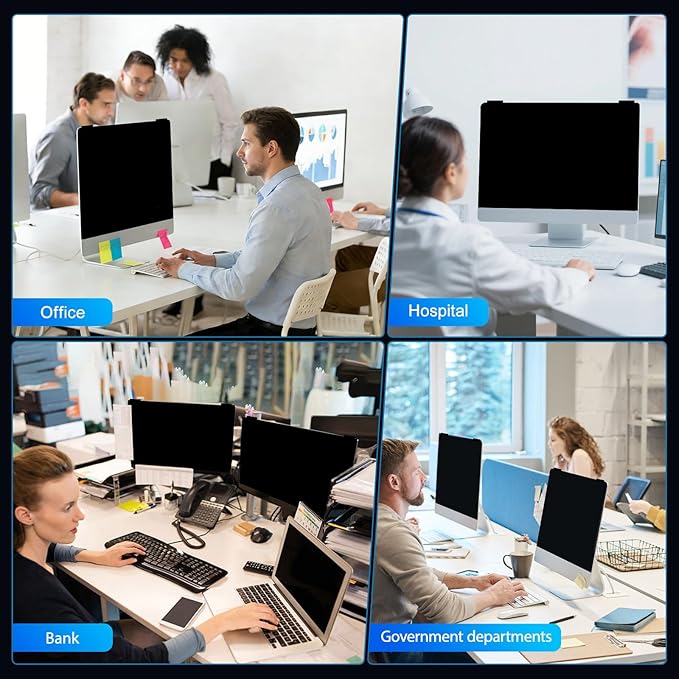 2 Pack 24 Inch Computer Privacy Screen Filter, 9H Hardness Anti-Scratch Shield for 23.6/23.8" Widescreen Monitor(16:9), Hanging Design for Open Office & Cubicle, Reduce Blue Light & Eye Strain