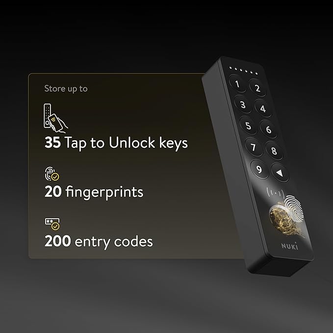 Nuki Keypad 2 NFC (2026) - Unlock Your Door with Apple Home Key, NFC, Fingerprint or 6-Digit Code, Smart Home Accessory for Nuki Smart Lock, Matter-Enabled Bluetooth Keypad for Keyless Entry