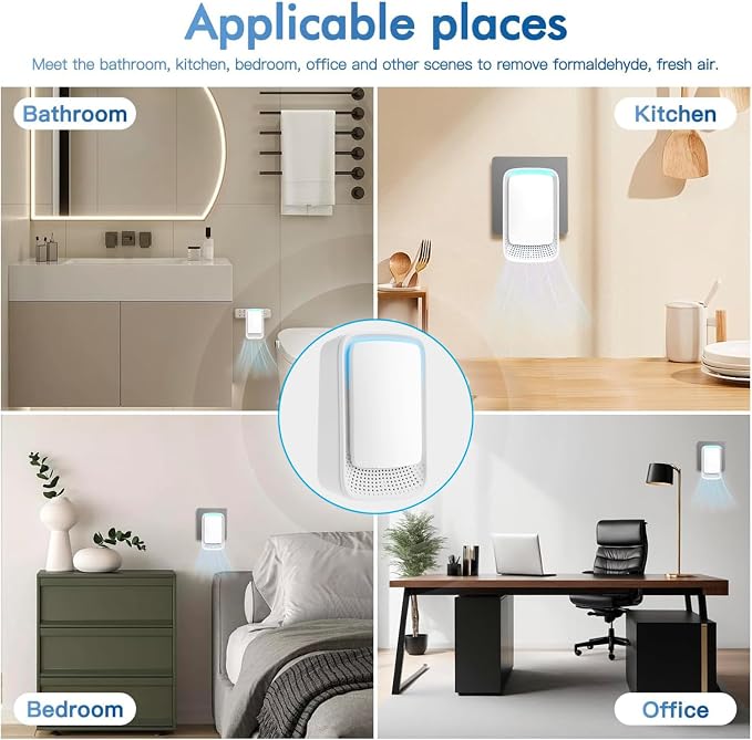 Plug in Air Ionizer Negative Ion Technology Air Purifier for Home Bedroom Office, Filterless Portable Ionic Air Cleaner, Quiet Odor Eliminator for Pets Smoke Dust Mini Freshener