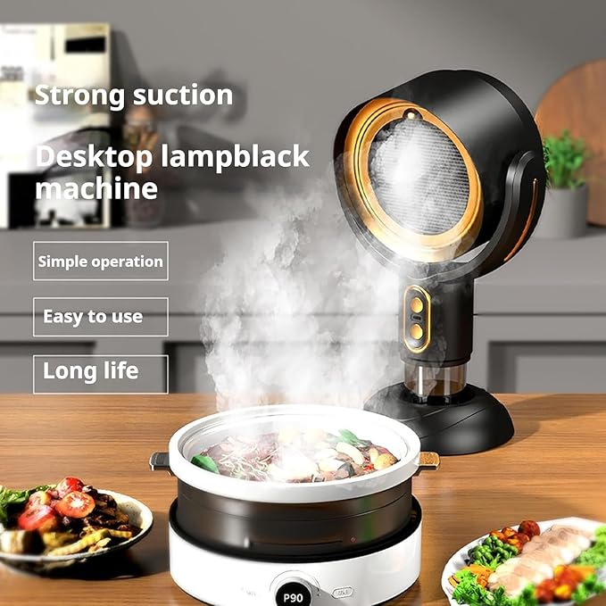 Puff Hide Fan Portable Exhaust fan, Removable Range Hood, Cooking Fume Purifier for and Washable Filter for Indoor BBQ,Hot Pot