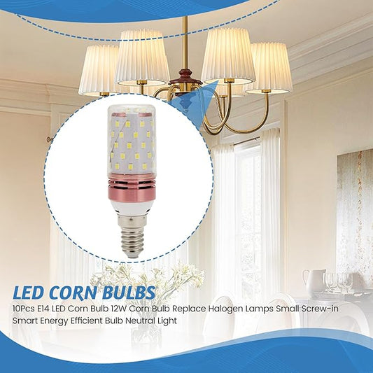 10Pcs E14 LED Corn Bulb 12W Corn Bulb Replace Lamps Small Screw-in Smart Efficient Bulb Neutral Light