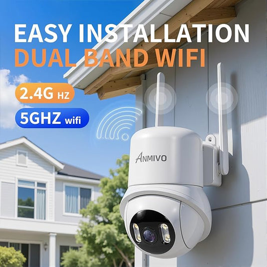 Security Camera Indoor, 5GHz/2.4GHz WiFi Camera for Home Security, 2k HD, 360° PTZ Camera, Plug-in Wall Mount Camera with Phone App, Color Night Vision, Smart Human Alert