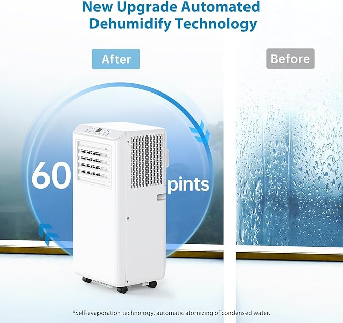 GarveeLife Portable Air Conditioner,10,000 BTU for Rooms up to 450 Sq.Ft., Smart Compact AC Unit with Cooling, Dehumidifier, Fan, Remote Control and Window Kit, White