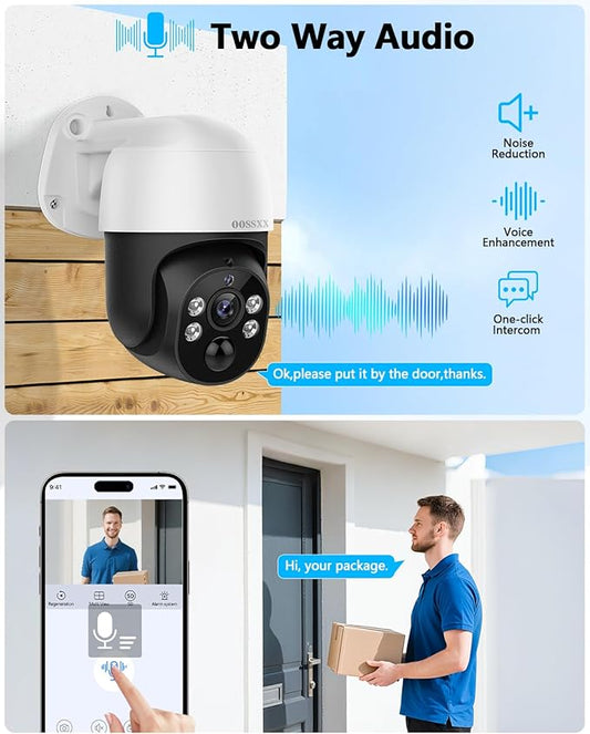 (2026 New) 4K PTZ PoE Wired Security Camera System Outdoor Surveillance | 8CH DVR 2TB HDD, 4 Cameras, Remote Control, No Monthly Fee App, AI Human Detection, Audio Mic, IR Night Vision