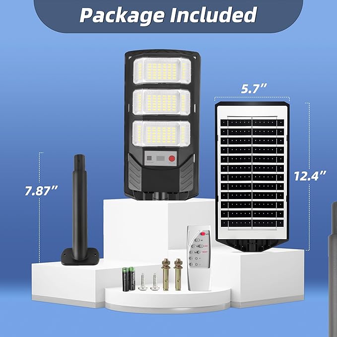 FOWSEEK Solar Street Lights Outdoor 2 Pack, 6500K Solar Lights Outdoor Waterproof with Motion Sensor, Lamparas Luces Solares para Exteriores Dusk to Dawn Commercial Lighting for Yard Path