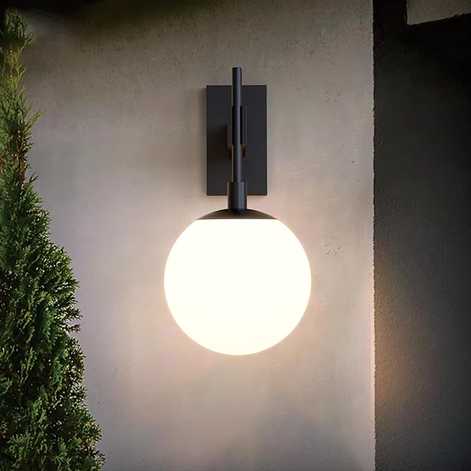 Hyunbae Outdoor Wall Sconce, 18.1" Large Size Wall Light, Exterior Light Fixtures Wall Mount for House, Globe Glass Front Porch Lights, Waterproof Outside Lighting Sconce Lamp with E26 Base
