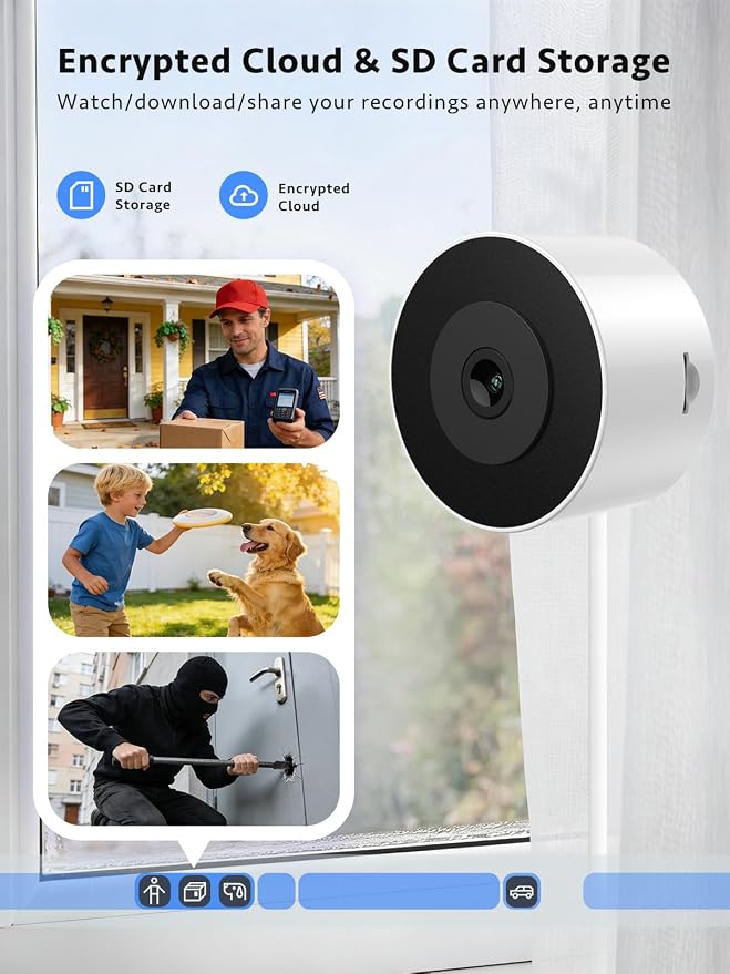 Septekon 5G Window Security Camera 2 Pack, No Drill 18°Tilt Mount