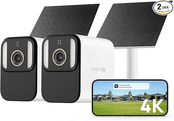 Anona Solar Cameras Outdoor 4K 2Pack