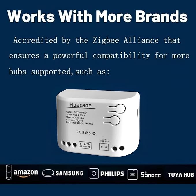 Zigbee 1CH AC 85-250V USB 5V Relay Smart Switch Module,Wireless APP Remote Control,Works with Tuya Zigbee Gateway,Alexa,Google Home (Required ZigBee Hub)