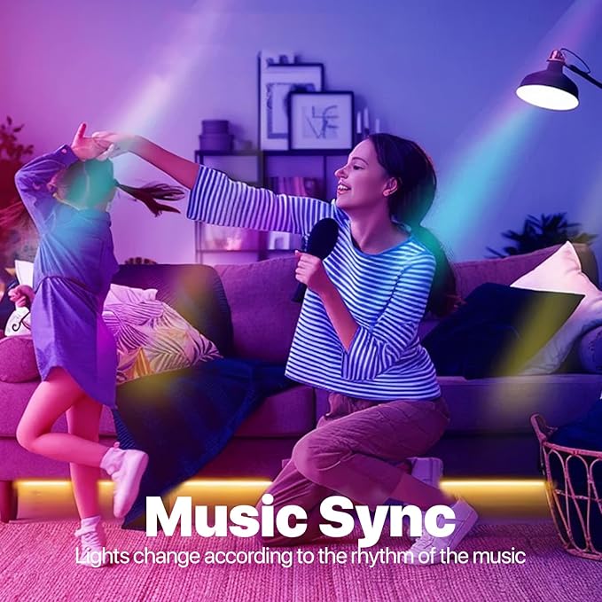 ORALUCE Smart Light Bulbs, WiFi&Bluetooth E12 Smart Bulbs That Work with Alexa Google Home Compatible, 40W Equivalent Type B LED Light Bulb, RGBCW 2700-6500K Color Changing, 5W 450LM, 4Pack, (C37-5W)