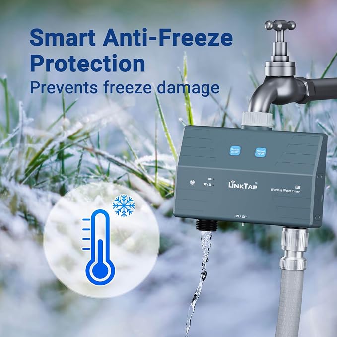 LinkTap D1 2-Zone Smart Hose Timer & Gateway, 2 Built-in Flow Meters | Irrigation by Weather/Volume/Duration, Real-Time Fault Detection & Alerts, Anti-Freeze Protection, Long Battery Life, IP66