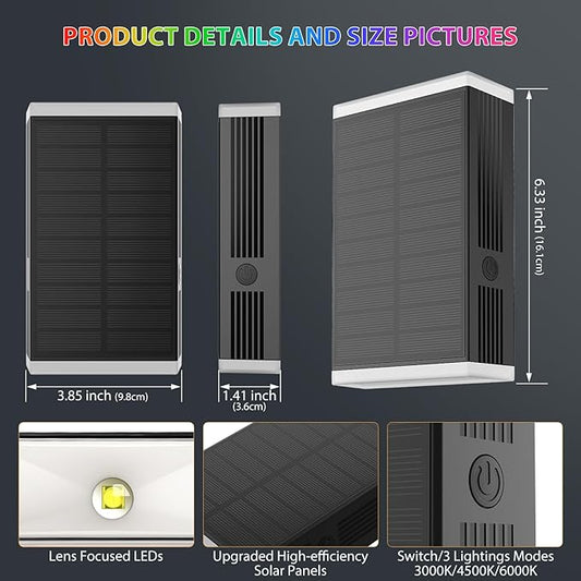 Solar Lights Outdoor,8 Lighting Modes Dusk to Dawn Lighting Wall Sconce IP67 Waterproof Up and Down Solar Wall Light Front Door Light for House, Garage, Porch, Doorway,Fence (8 Pack)