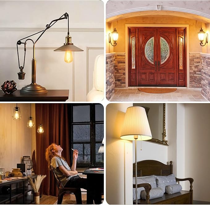 4 PCS Dimmable Vintage LED Edison Bulbs, 6W Equivalent 60 Watt, Warm White 2700K, Antique Flexible Spiral LED Filament Light Bulb, ST58 (ST19), 600 Lumens, E26 Base, Clear Plastic