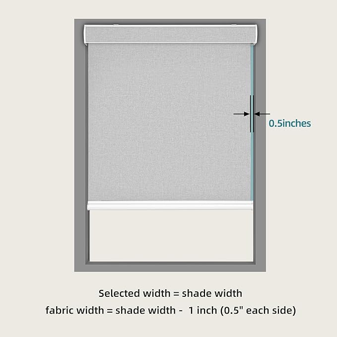 Changshade Custom Size Cordless Roller Shades with Valance, Blackout Roller Shades for Windows Roll-up Fabric Blinds with Thermal Insulated for French Door, Easy Installation Deep Grey