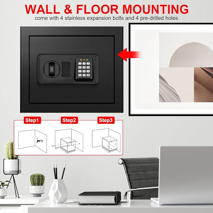 1.8 Cub Small Fire Safe for Home Use, Digital Security Safes Fireproof Waterproof with Combination Lcok and Removable Shelf, Anti-theft Fireproof Safe Box for Document Money Valuables