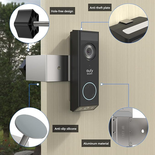 Anti-Theft Mount for eufy Security Video Doorbell E340, Doorbell Camera Holder for eufy doorbell e340, Doorbell Mounting Bracket Corner Mount Wedge Stand Kit Accessory for Eufy Video Doorbell E340