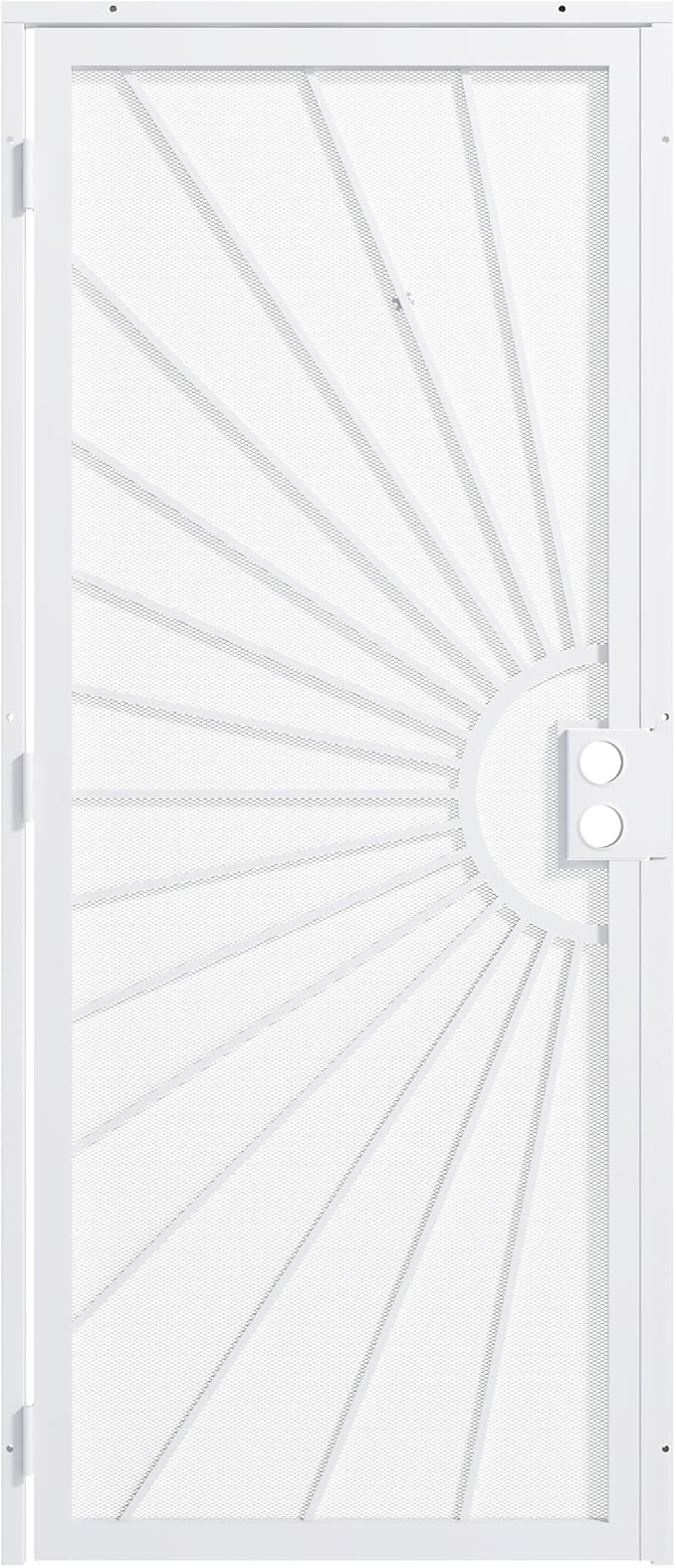 JUBEST 32 in. x 80 in. Security Door, Exterior Front Entry Door, Outswing Steel Security Door with Perforated Metal Screen, Powder Coated White, Lock Not Include