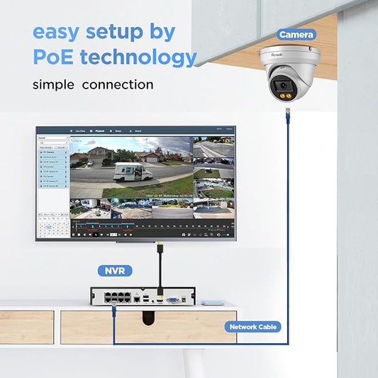 4K Security Camera Systems, 8X 8MP Wired IP PoE Dome Cameras w/AI Person Vehicle Detection, Spotlight Color Night Vision, Built-in Mic, 4K 8CH NVR 2TB HDD for 24-7 Recording, PD93BA0808-8MD
