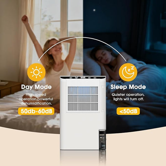 Dehumidifiers for Home, 2000 Sq.Ft Small Dehumidifier with 3.3ft Drain Hose, 2.5L Tank, Timer Sleep Mode, Portable Dehumidifier for Basement, Bedroom, Bathroom (Beige)
