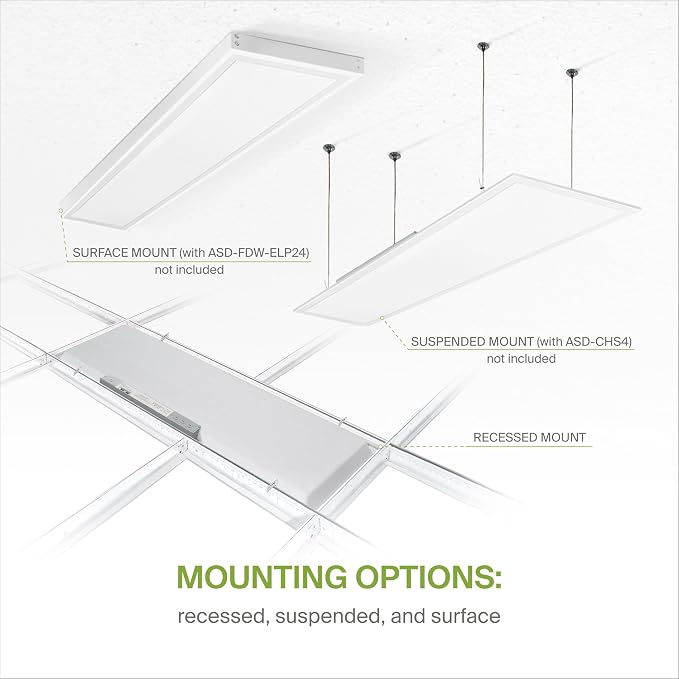 ASD 4 Pack 1x4 LED Flat Panel Light - 25/30/40W UL DLC | 5137LM 3500K 4000K 5000K Selectable Dimmable 1x4 LED Drop Ceiling Light Fixture | 1 x 4 Commercial Recessed Lay in Troffer Lights for Office