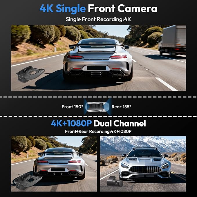 Front 4K & Rear 1080P Dash Cam for 2023-2026 Toyota Corolla E210 LE SE XLE XSE Hybrid Hatchback(Model B)(Gen12),OEM-Style,Loop Recording,Easy Installation,WiFi & App,128G Card