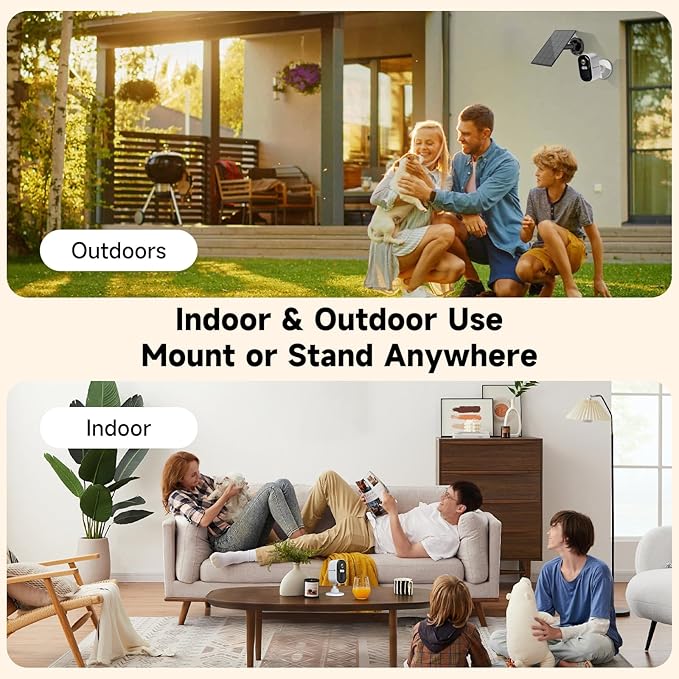 4MP Solor Security Cameras Wireless Outdoor,No Subscription Required, Dual-Band 2.4G/5G WiFi, AI Motion Detection Siren Alarm, 2-Way Audio, Full-Color Night Vision, 3-Month Battery Life
