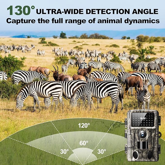 4K 60MP WiFi Trail Camera,Game Cameras with Night Vision Motion Activated Waterproof,Suitable for Outdoor Wildlife Detection, Monitoring Home Security