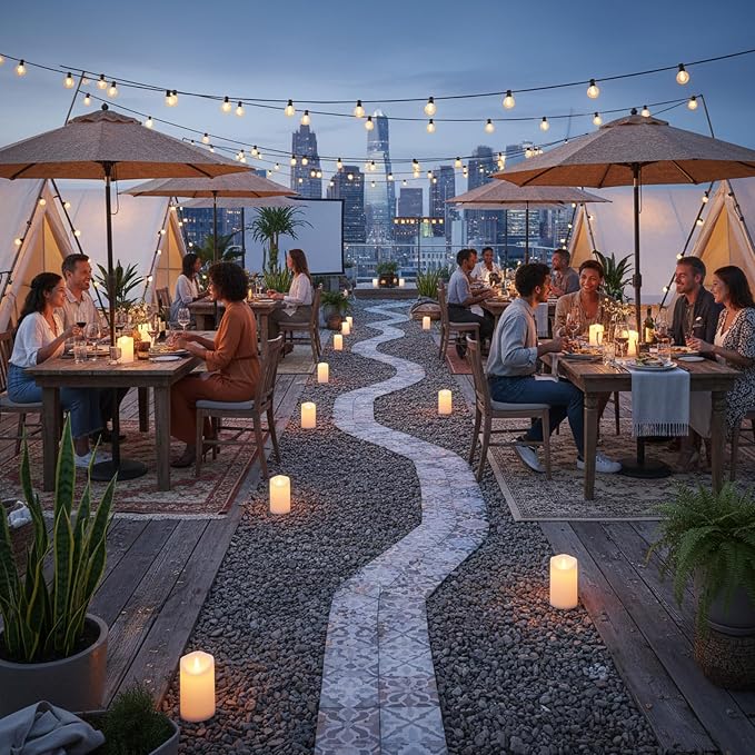 Artmarry Flameless Candles Outdoor Indoor Pillars Battery Operated Flickering Candles Include 10-Key Remote Timer 400+ Hours by 2 AA Batteries (White Candle - Warm Light, 3" D x 4"|5"|6" H - 9 Pack)